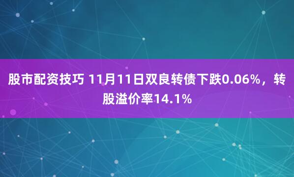 股市配资技巧 11月11日双良转债下跌0.06%，转股溢价率14.1%